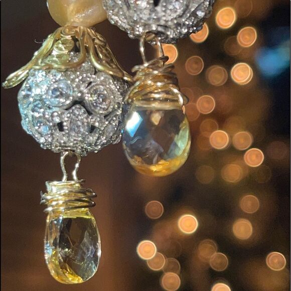 HANDCRAFTED Bright Large Crystal Bead & Citrine Handmade Earrings - Picture 2 of 8